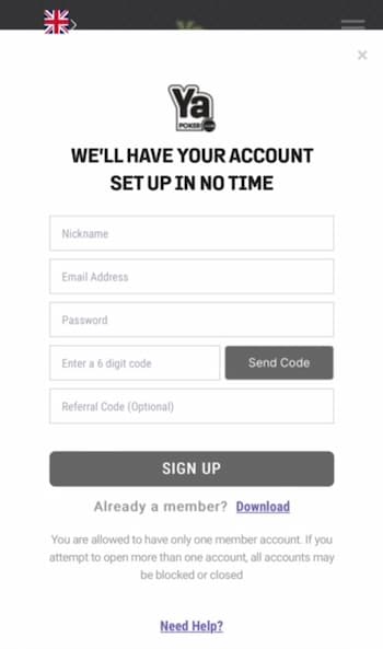 Tap on “Sign Up” to get started.