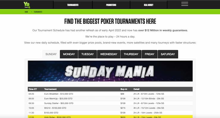 YA Poker Review Tournaments