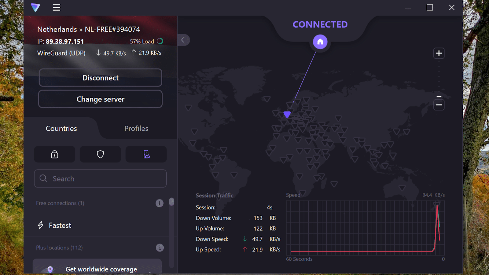 Your VPN connection is now active.