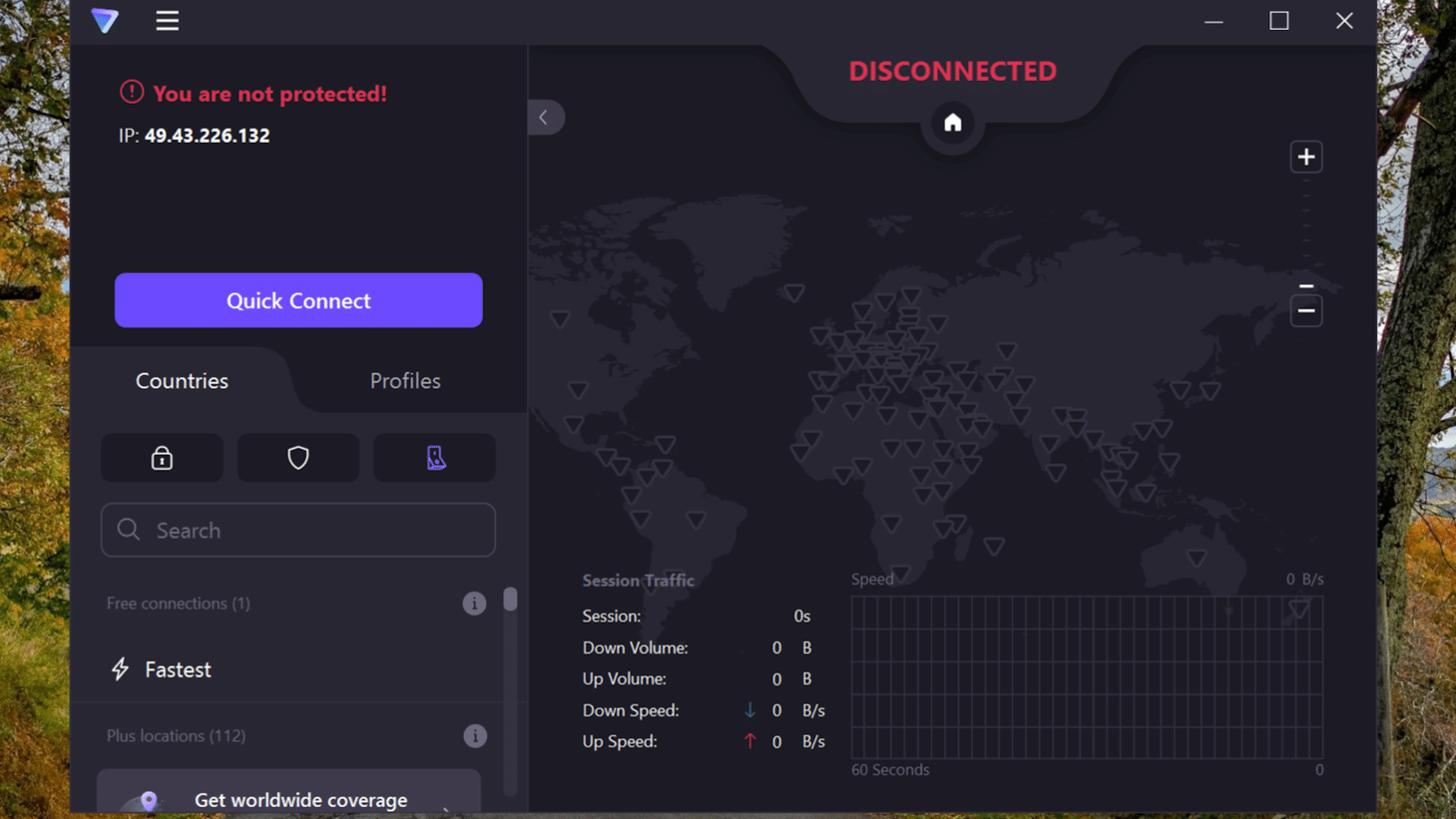 Click Quick Connect to establish a VPN connection.