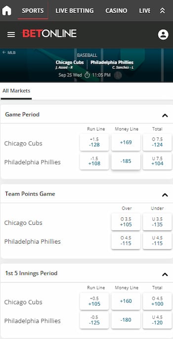 how to bet on baseball - mlb - cubs phillies