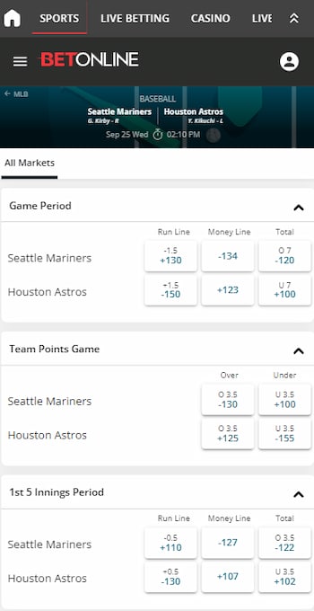 how to bet on baseball - example