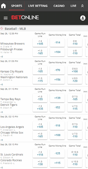 3. Select a Baseball Bet
