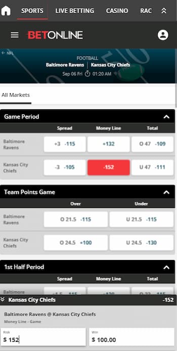 how to bet on football - moneyline bet