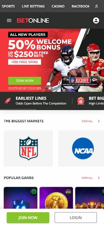 how to bet on football - betonline homepage