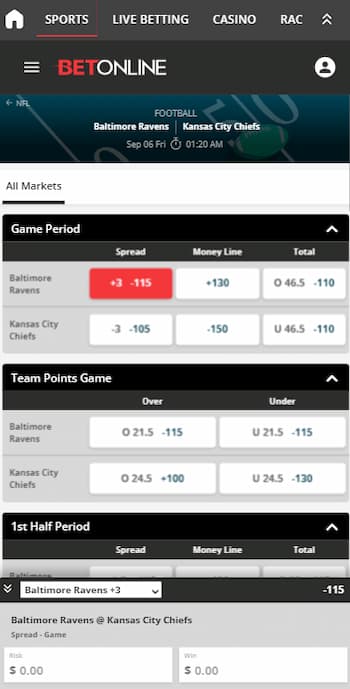 how to bet on football - points spread