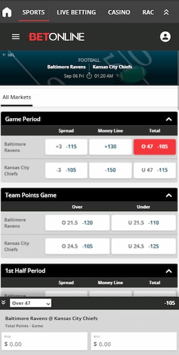 how to bet on football - over/under