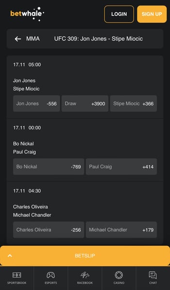 BetWhale MMA Betting Online