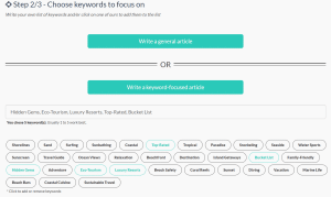 AI writer lets you choose 1-5 keywords