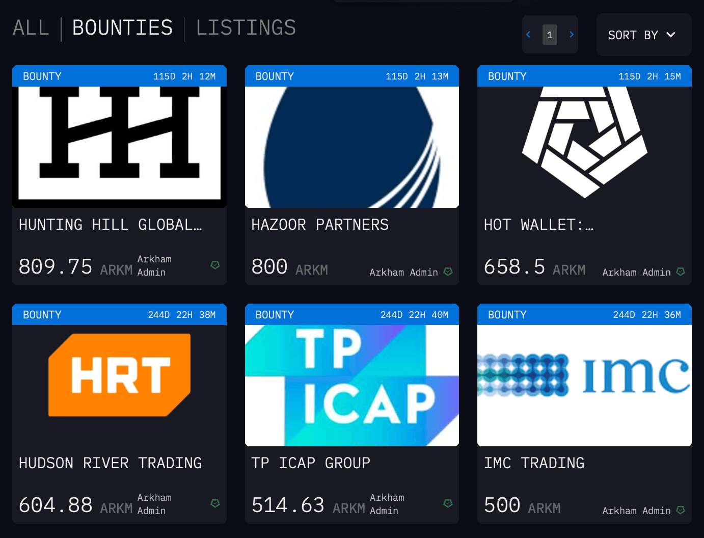 Crypto intelligence bounties on Arkham Intelligence Exchange
