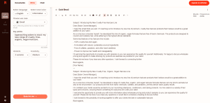 Rytr's email output with two variants