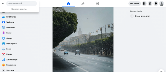 Screenshot showing Search Facebook
