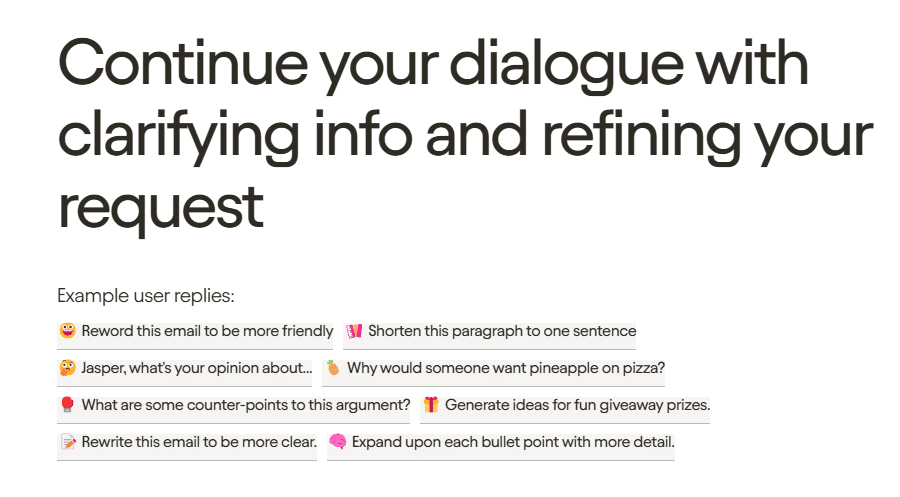 Jasper Chatbot prompts