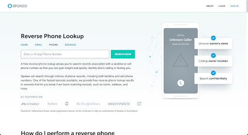 <strong>Step 2: Click on Phone Number Above the Search Bar on the Landing Page</strong>