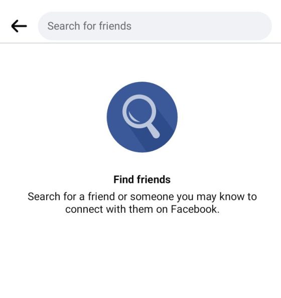 Screenshot showing Search for friends