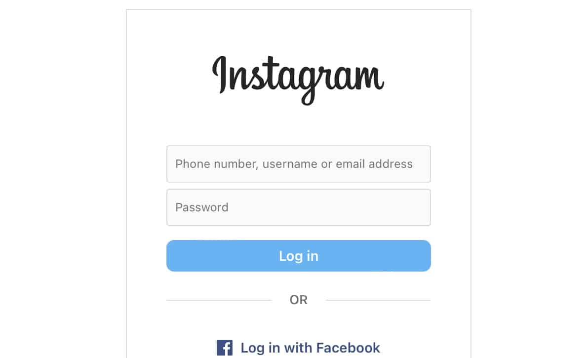 Instagram’s login page