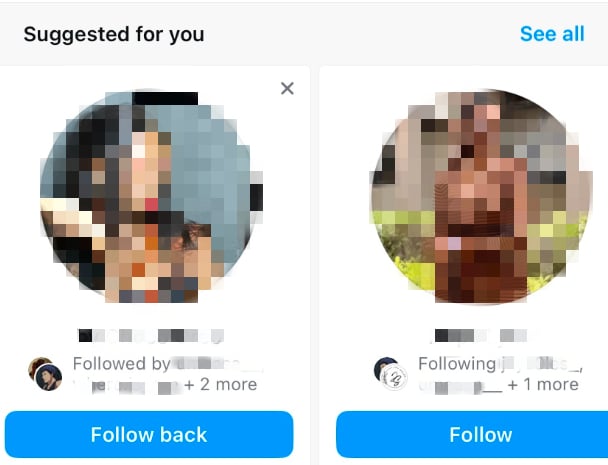 The Discover People menu on Instagram’s homepage
