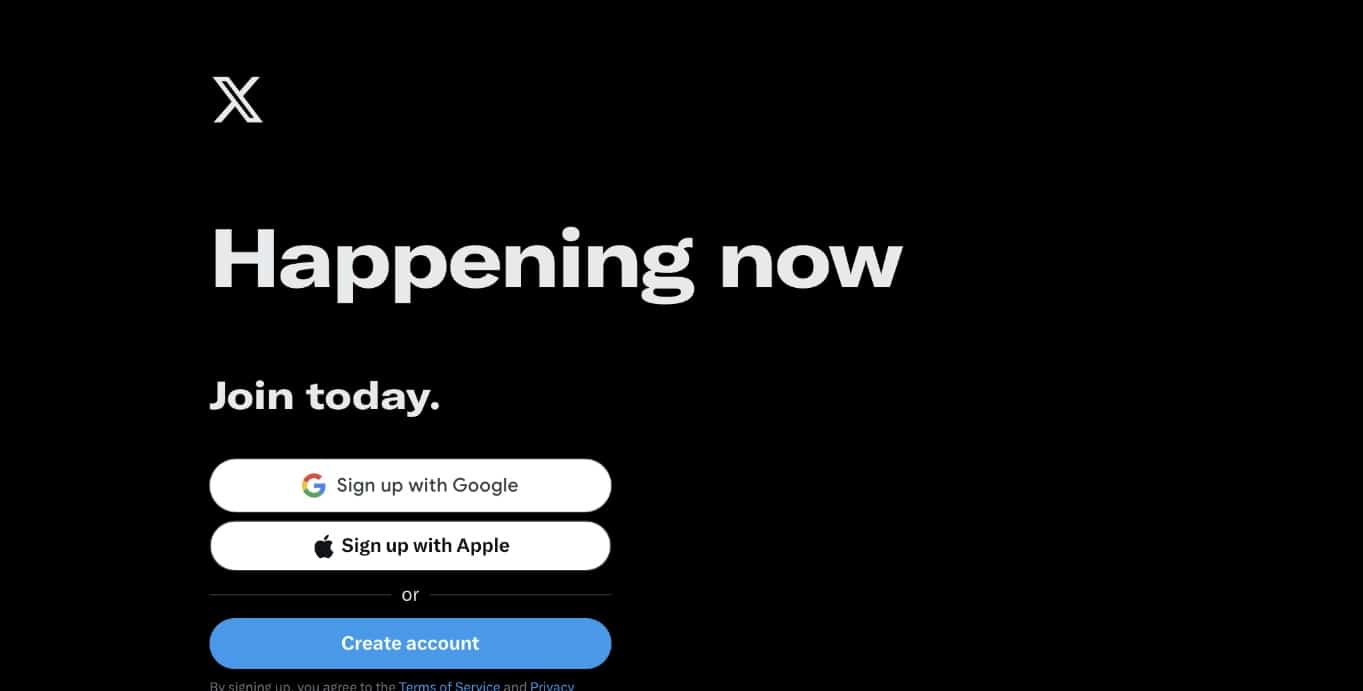 Twitter login page