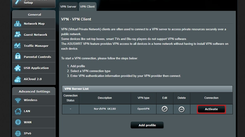 <strong>Activate the VPN</strong>