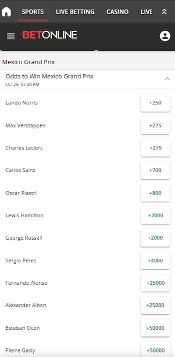 how to bet on formula 1 - race betting