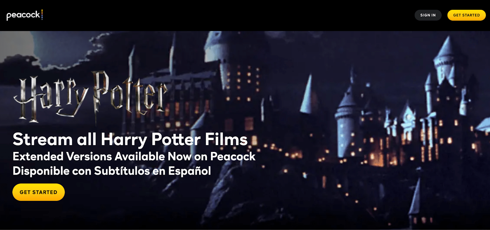 Go to a streaming site with a Harry Potter movie selection.