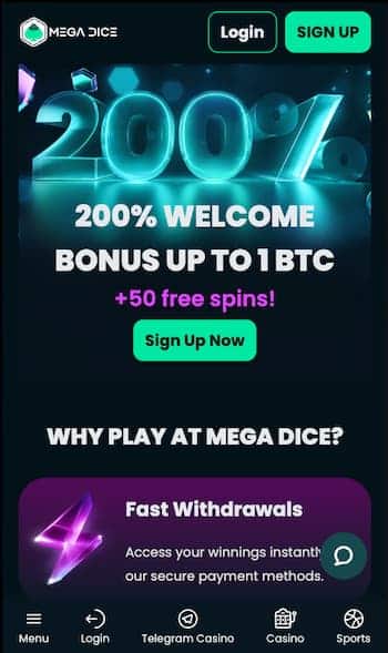 Mega Dice mobile casino in SA - Techopedia