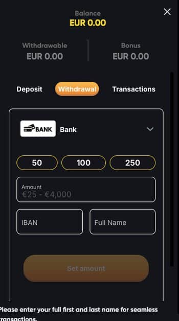 Enter the Amount to Withdraw