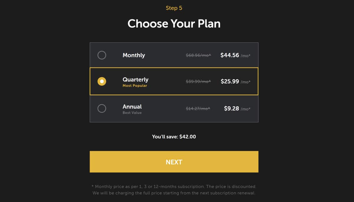 <strong>Select a Subscription and Pay</strong>