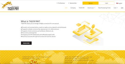 Tiger Pay homepage