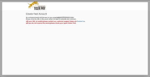 Tiger Pay registration email verification