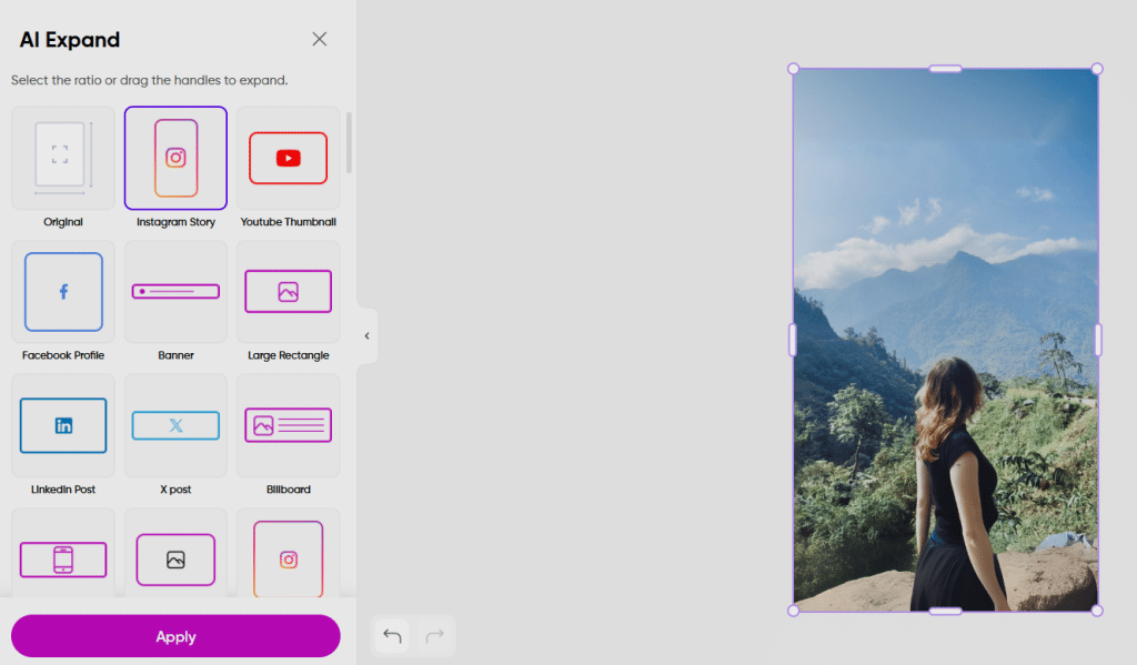 AI expand IG story size