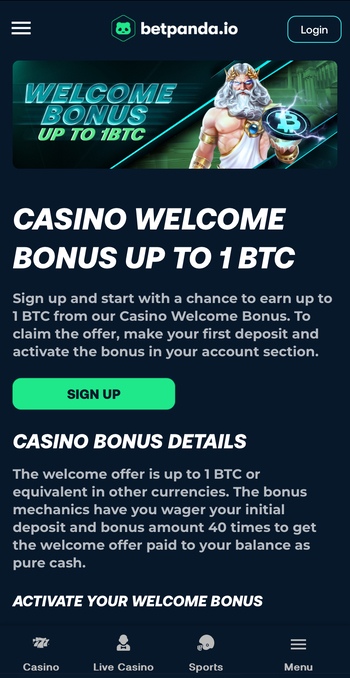BetPanda BNB casino bonus