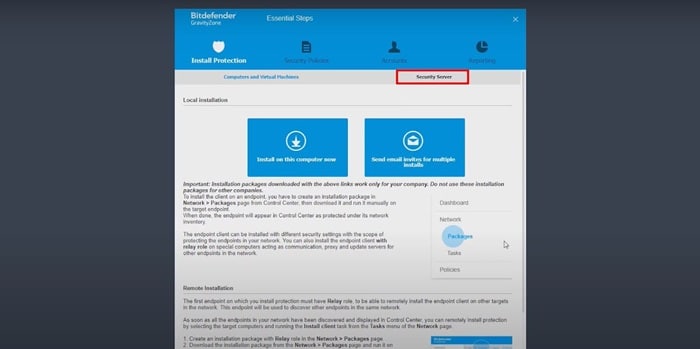 Bitdefender GravityZone endpoint installation