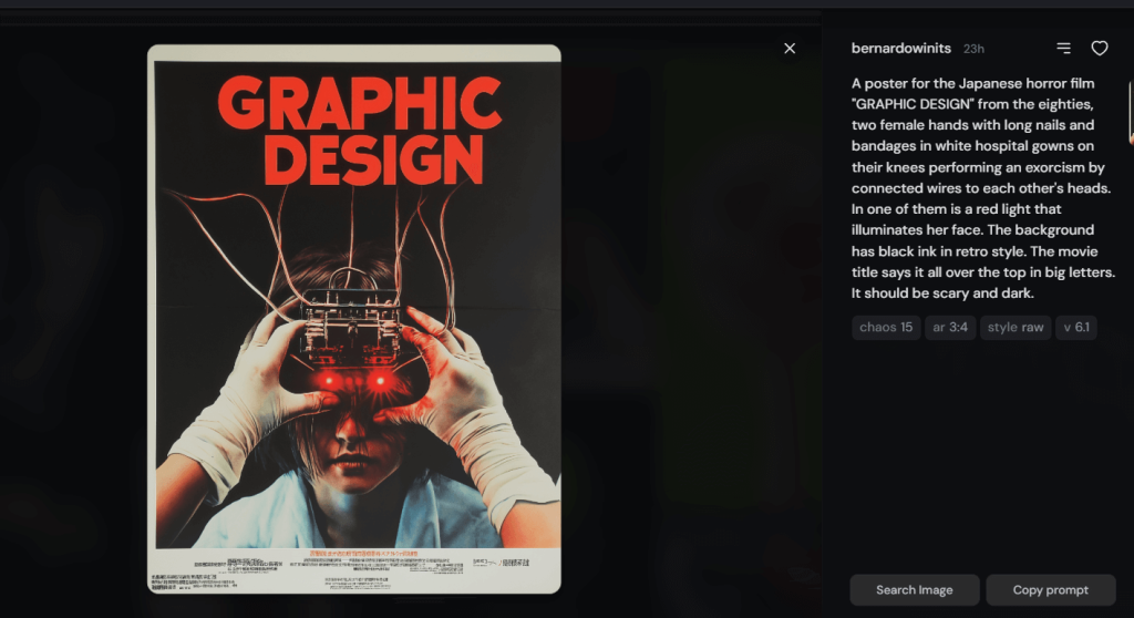 Example output graphic design, with prompt
