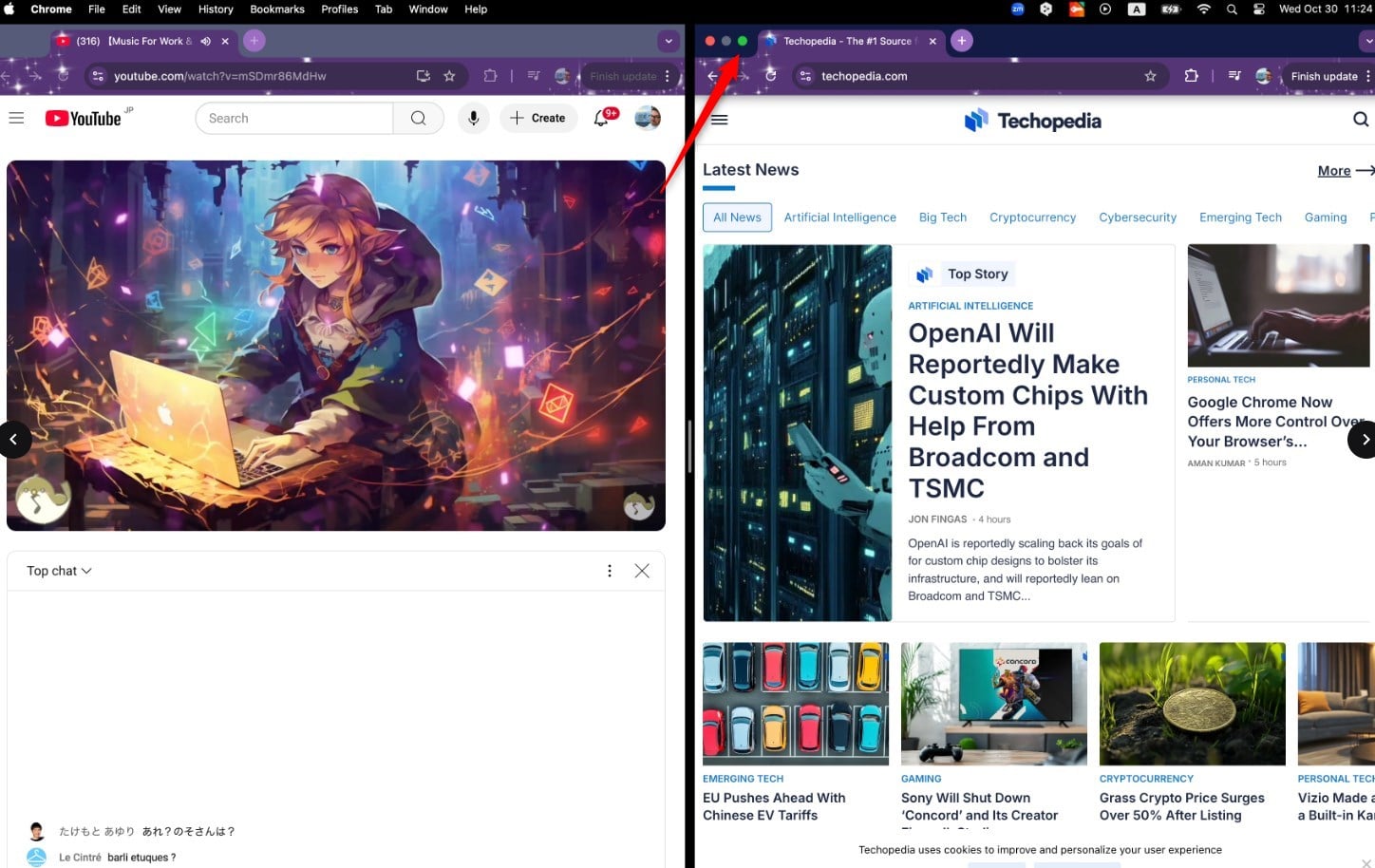 Click the green full-screen button