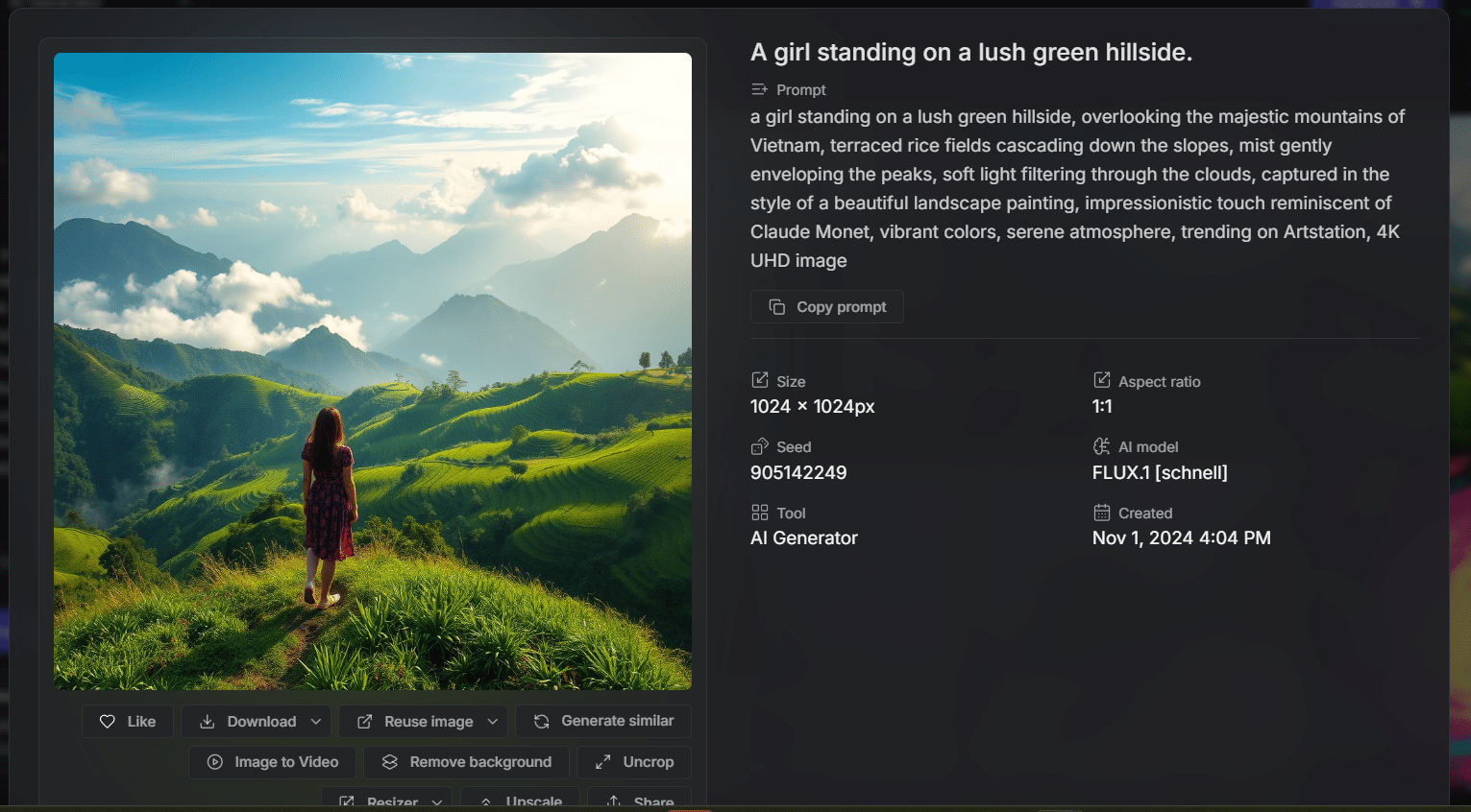 Getimg results with further editing options below