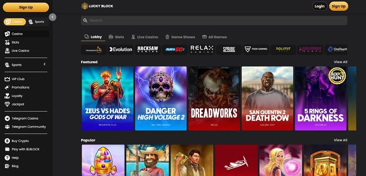 Lucky Block TRON Casino