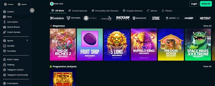 Mega Dice TRON Crypto Casino