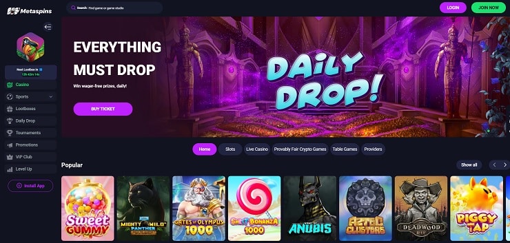 Metaspins TRON Online Casino