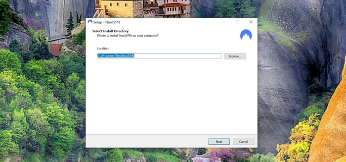 NordVPN software installing