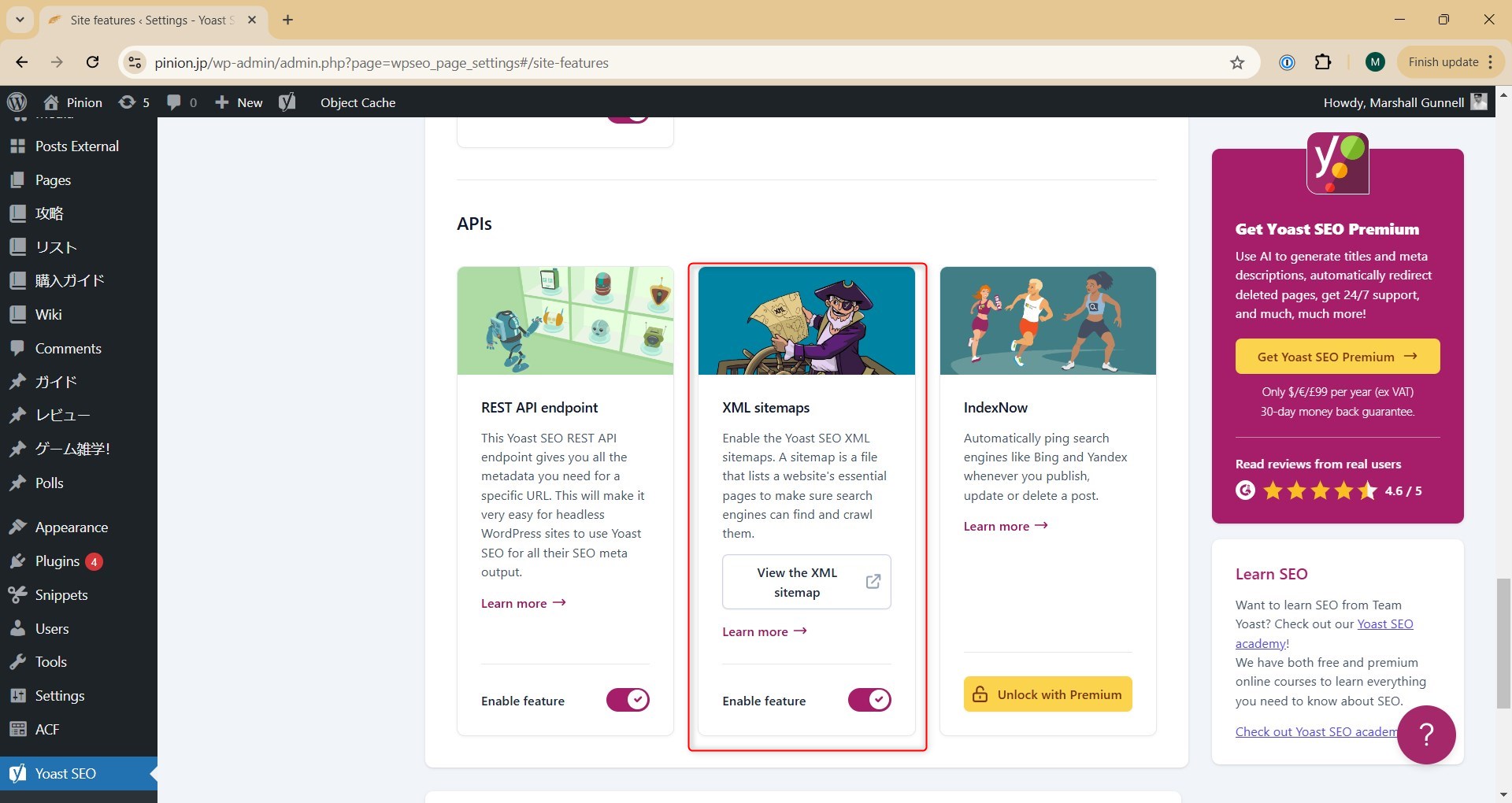 Sitemap feature in Yoast