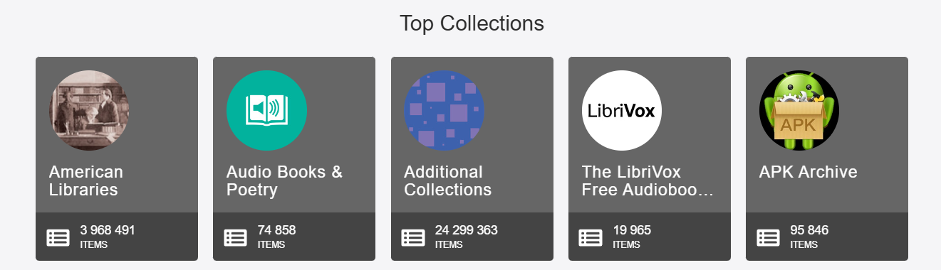Top collections on the Internet Archive.