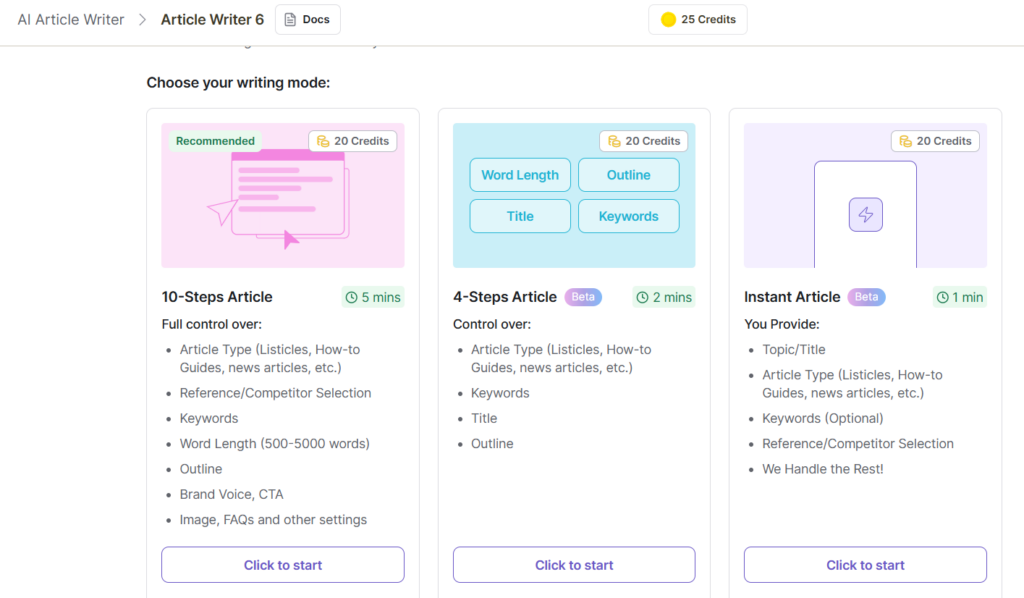 Writesonic article creation system