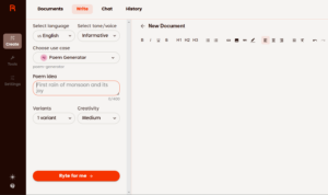 Rytr Poem testing