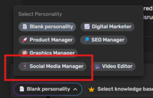 Simplified social media manager personality