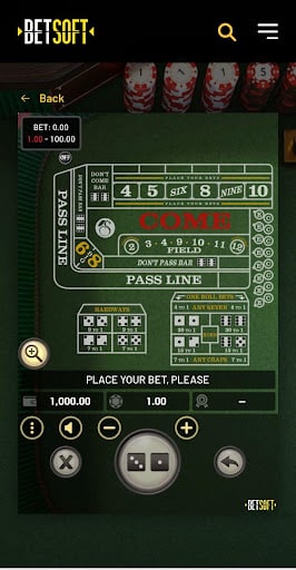 Betsoft online craps table