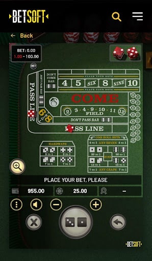 Betsoft online craps table - point phase