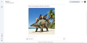 Prompt 1: “Create an image of a dinosaur on a beach”