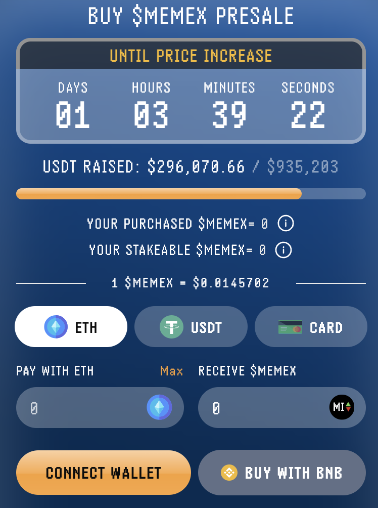$MEMEX presale widget