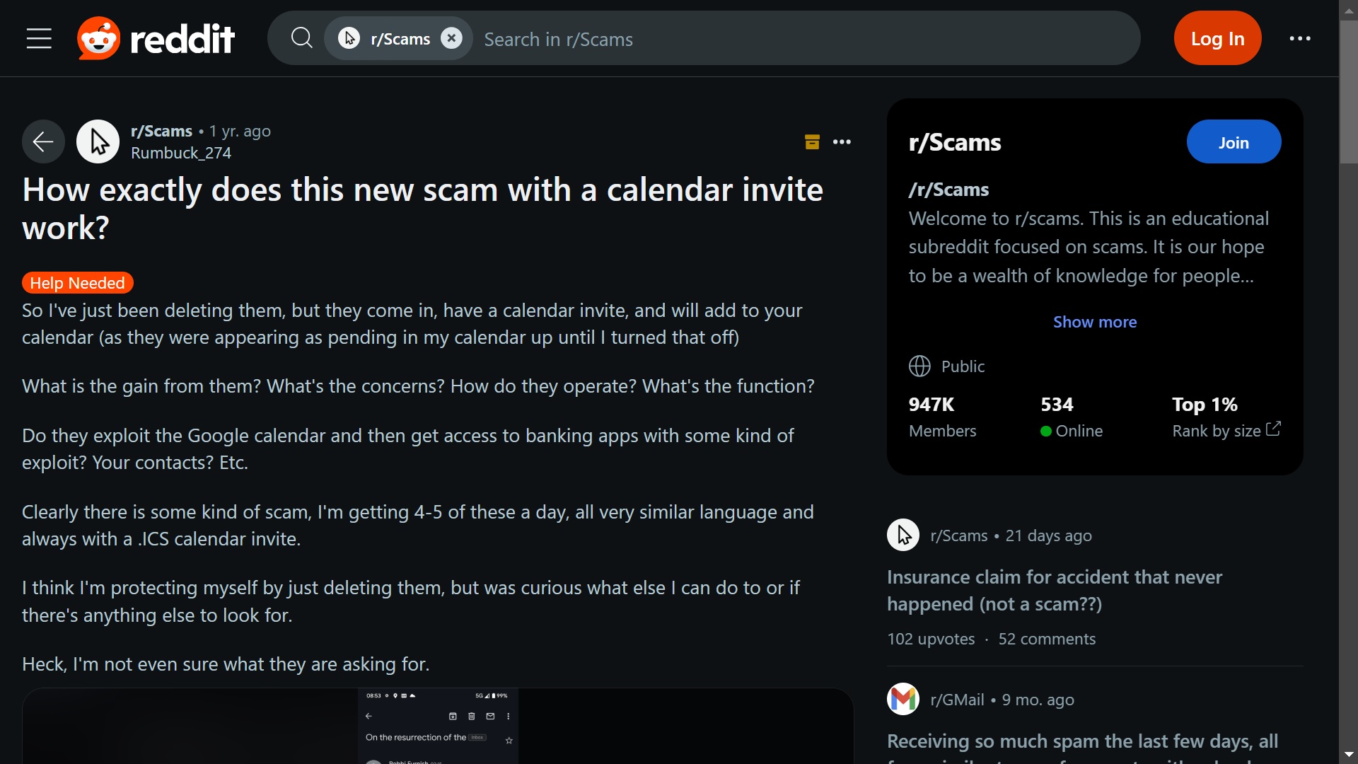 Users complaining and seeking help on Reddit as they receive up to four daily spam emails containing Google Calendar invites. 